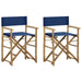 Folding Director’s Chairs 2 Pcs Blue Bamboo and Fabric