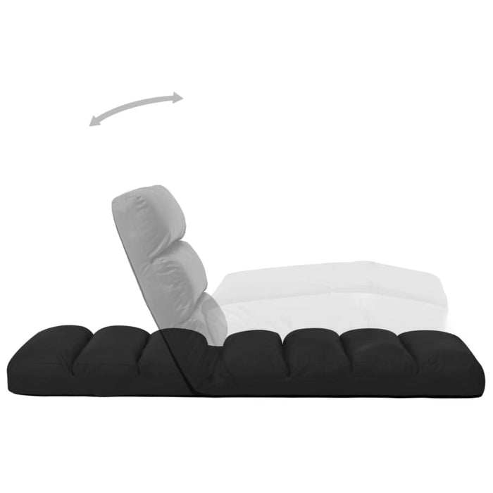 Folding Floor Chair Black Faux Leather Gl61355