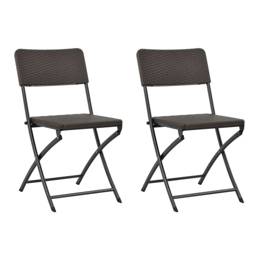 Folding Garden Chairs 2 Pcs Hdpe and Steel Brown Aappo