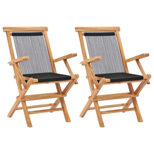 Folding Garden Chairs 2 Pcs Solid Teak Wood And Rope Aktlx