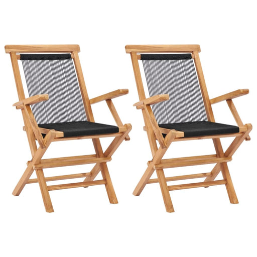 Folding Garden Chairs 2 Pcs Solid Teak Wood and Rope Aktlx