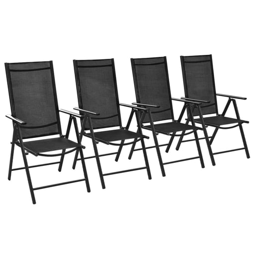 Folding Garden Chairs 4 Pcs Aluminium and Textilene Black