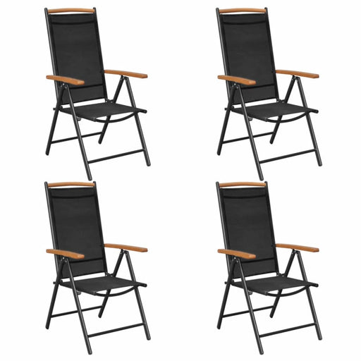 Folding Garden Chairs 4 Pcs Aluminium and Textilene Black