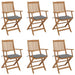Folding Garden Chairs 6 Pcs with Cushions Solid Acacia Wood