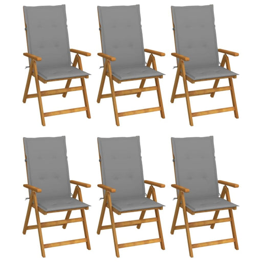 Folding Garden Chairs 6 Pcs with Cushions Solid Acacia Wood