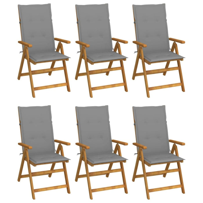 Folding Garden Chairs 6 Pcs with Cushions Solid Acacia Wood