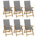 Folding Garden Chairs 6 Pcs with Cushions Solid Acacia Wood