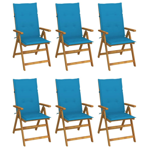Folding Garden Chairs 6 Pcs with Cushions Solid Acacia Wood