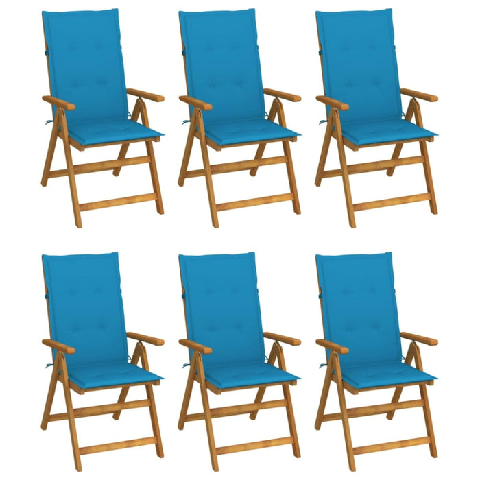 Folding Garden Chairs 6 Pcs with Cushions Solid Acacia Wood