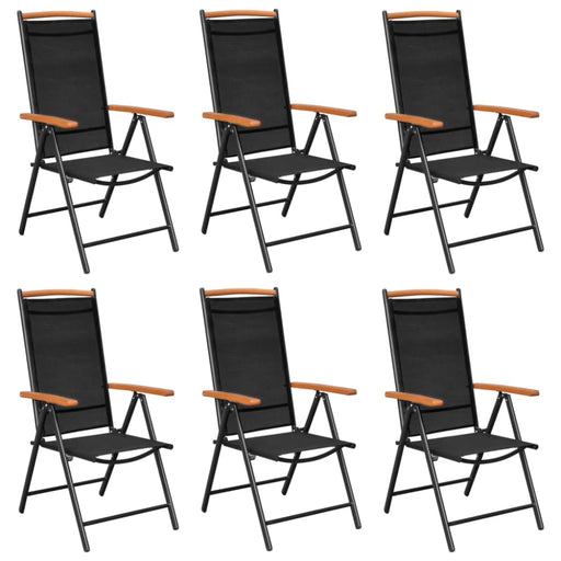 Folding Garden Chairs 6 Pcs Textilene Black Toxoni