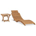 Folding Sun Lounger with Table Solid Teak Wood Toblll