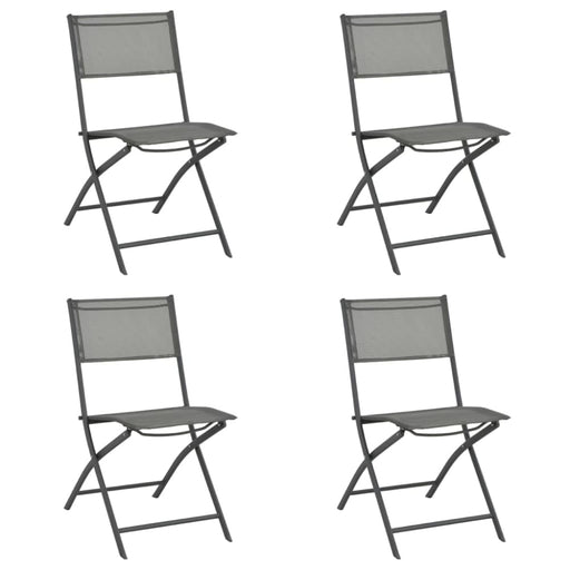 Folding Outdoor Chairs 4 Pcs Grey Steel and Textilene Totbno