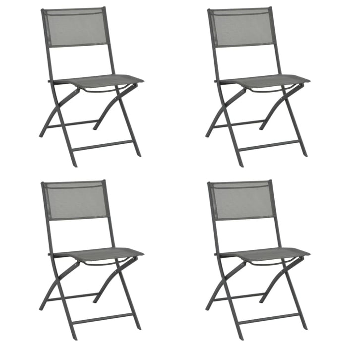 Folding Outdoor Chairs 4 Pcs Grey Steel and Textilene Totbno