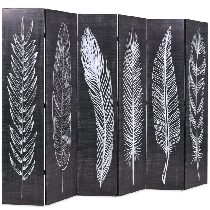 Folding Room Divider Feathers Black And White Gl12059