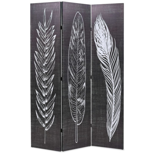 Folding Room Divider Feathers Black And White Gl12459