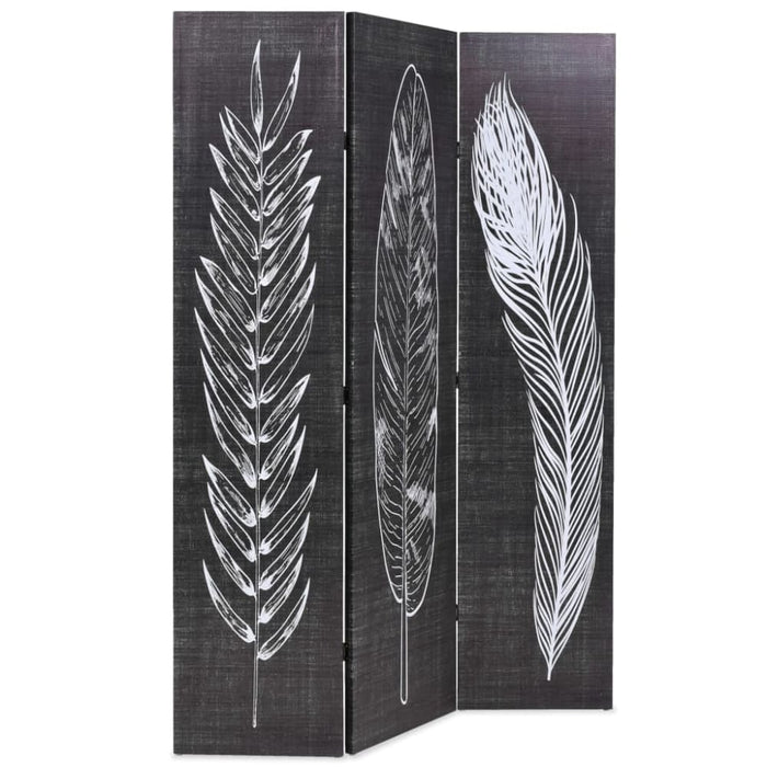 Folding Room Divider Feathers Black And White Gl12459
