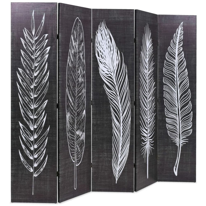 Folding Room Divider Feathers Black And White Gl125591