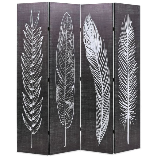 Folding Room Divider Feathers Black And White Gl12659