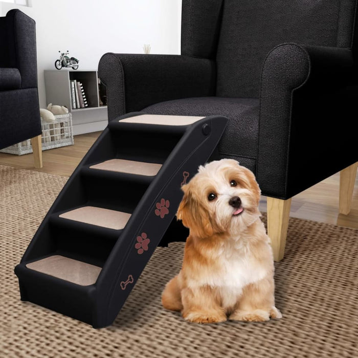 Folding Dog Stairs Black 62x40x49.5 Cm