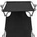 Folding Sun Lounger with Canopy Black Aluminium Aiiib