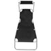 Folding Sun Lounger with Canopy Black Aluminium Aiiib