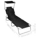 Folding Sun Lounger with Canopy Black Aluminium Aiiib
