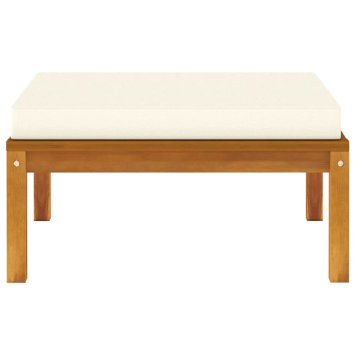 Footrest with Cream White Cushion Solid Acacia Wood Tolxko