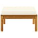 Footrest with Cream White Cushion Solid Acacia Wood Tolxko