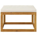 Footrest with Cream White Cushion Solid Acacia Wood Toonlp