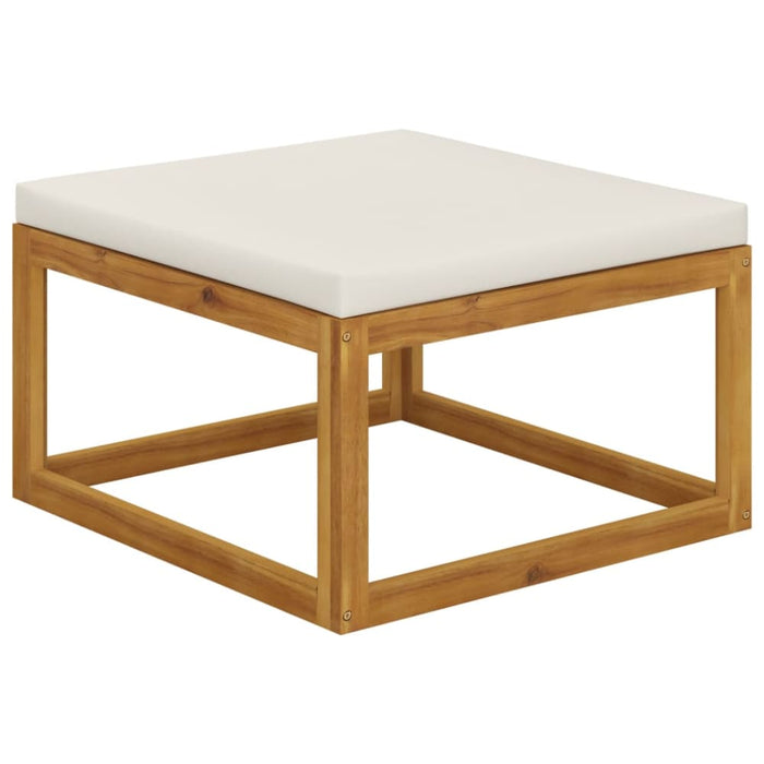 Footrest with Cream White Cushion Solid Acacia Wood Toonlp