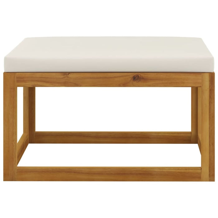 Footrest with Cream White Cushion Solid Acacia Wood Toonlp