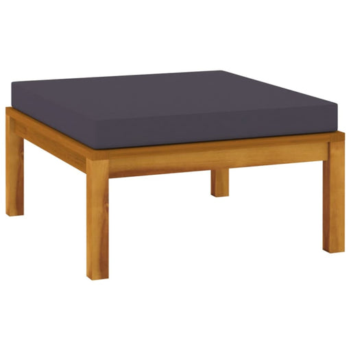Footrest with Dark Grey Cushion Solid Acacia Wood Tolxkb