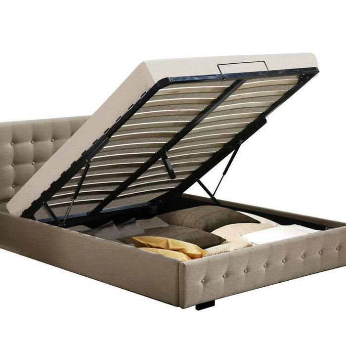 Bed Frame Base With Gas Lift Double Size Platform Fabric