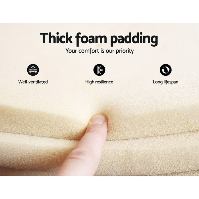 Bed Frame Double Size Boucle Fabric Mattress Base Platform