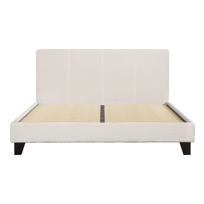 Bed Frame Queen Size Boucle Fabric Mattress Base Platform
