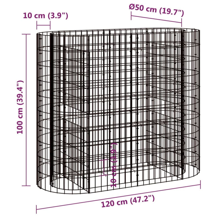 Gabion Raised Bed Galvanised Iron 120x50x100 Cm Opxbtx