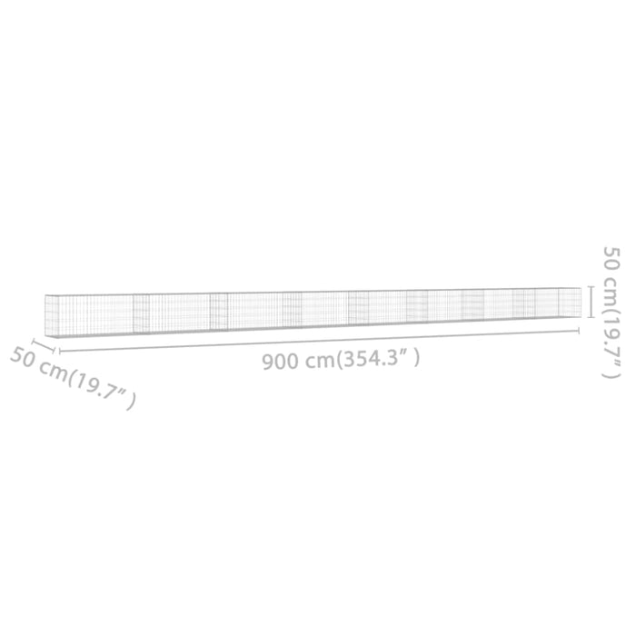 Gabion Wall with Covers Galvanised Steel 900x50x50 Cm Oatpni