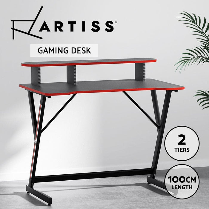 Gaming Desk Computer Desks Table 2-tiers Storage Study Home
