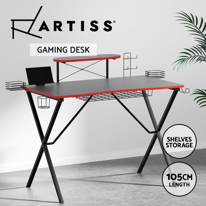 Gaming Desk Computer Desks Table Storage Shelves Study Home