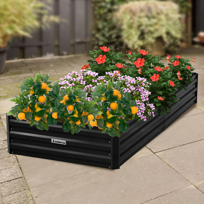 Garden Bed 210 x 90 30cm Galvanized Steel - Black