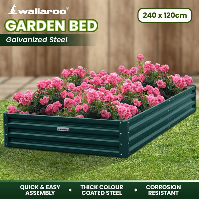 Garden Bed 240 x 120 30cm Galvanized Steel - Green