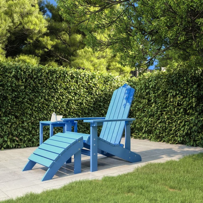Garden Adirondack Chair with Footstool Hdpe Aqua Blue Tonlan