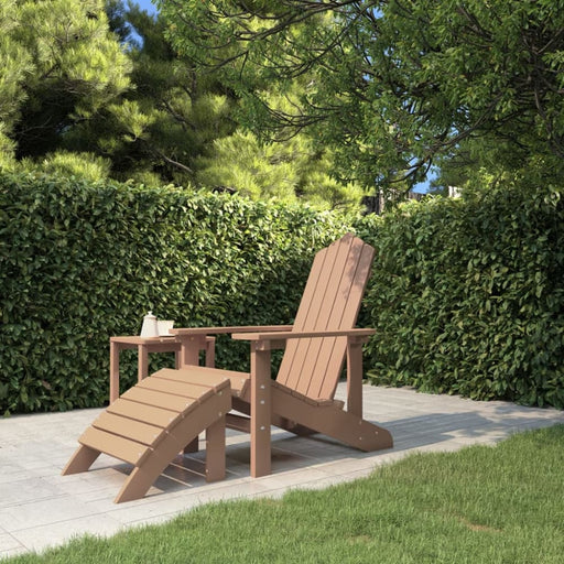 Garden Adirondack Chair with Footstool Hdpe Brown Tonlai