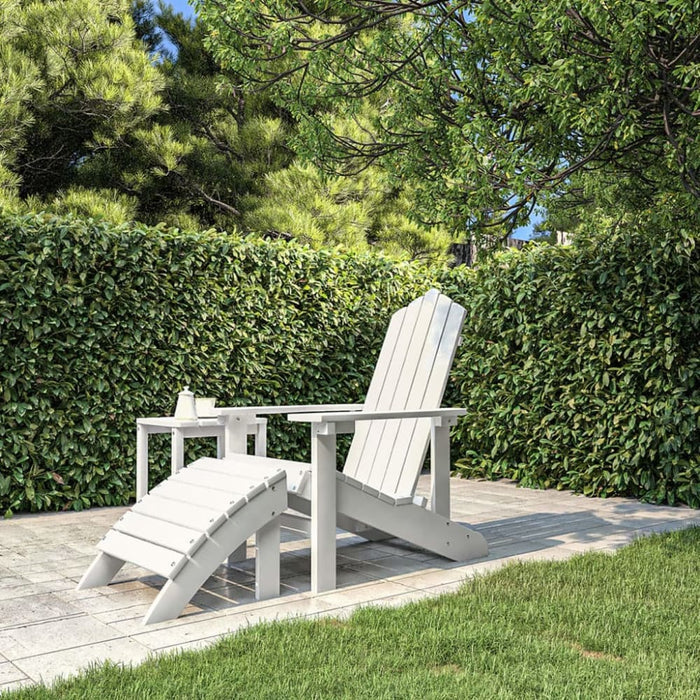 Garden Adirondack Chair with Footstool Hdpe White Tonlap