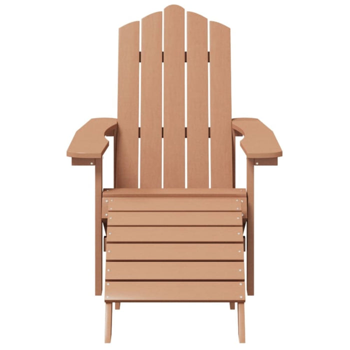 Garden Adirondack Chair with Footstool & Table Hdpe Brown
