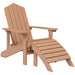 Garden Adirondack Chair with Footstool & Table Hdpe Brown