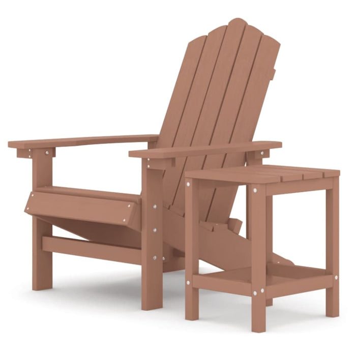 Garden Adirondack Chair with Table Hdpe Brown Tbkpibx