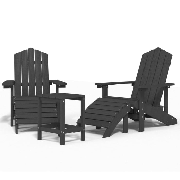 Garden Adirondack Chairs with Footstool & Table Hdpe