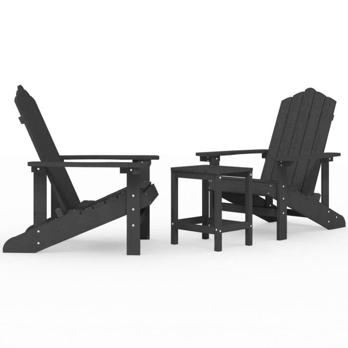 Garden Adirondack Chairs with Table Hdpe Anthracite Tbkpibp