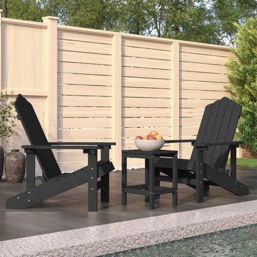 Garden Adirondack Chairs with Table Hdpe Anthracite Tbkpibp